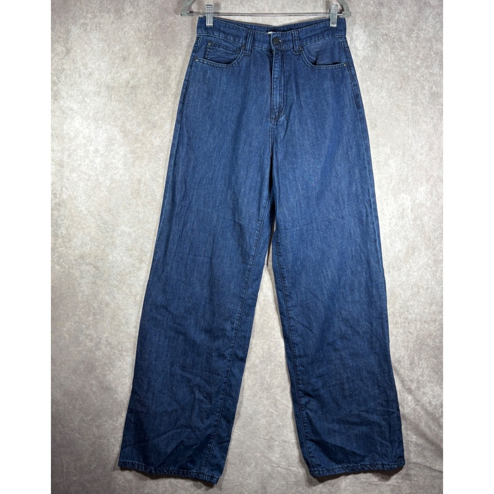 WeWoreWhat Jeans Womens Size 29 Blue Wide Leg Denim Cotton Linen Blend Boho